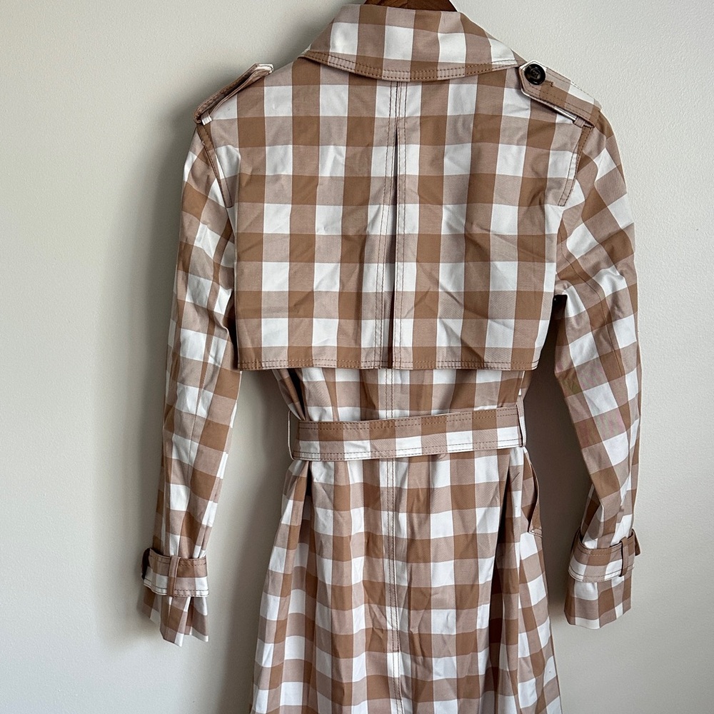 Ann Taylor Tan and White Checkered Trench Coat - Picture 9 of 12